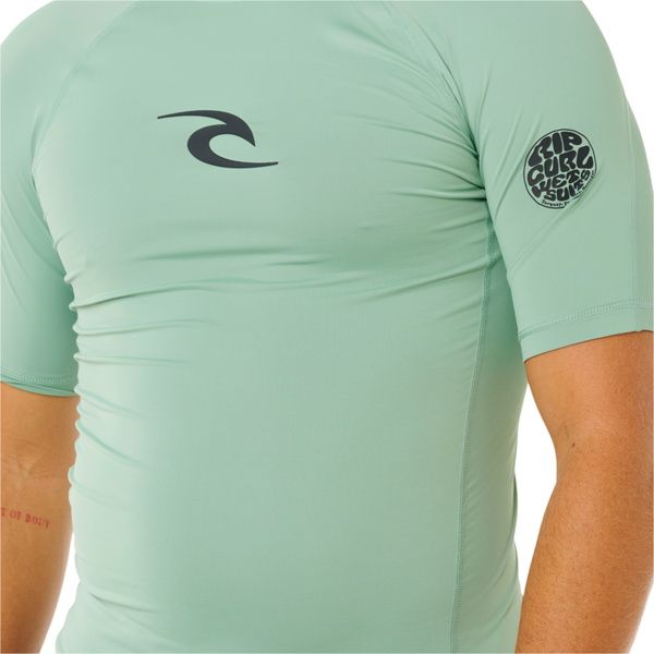 2026 Rip Curl Mens Waves UPF Performance Short Sleeve Rash Vest 16MMRV - Aloe